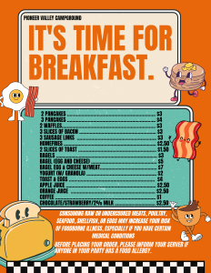 Breakfast menu